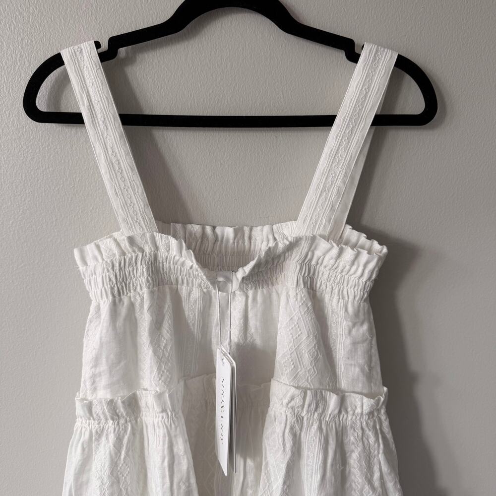 Shona Joy Cosmo Tiered Linen Mini Dress XS White NWT Resort Summer - Picture 4 of 10